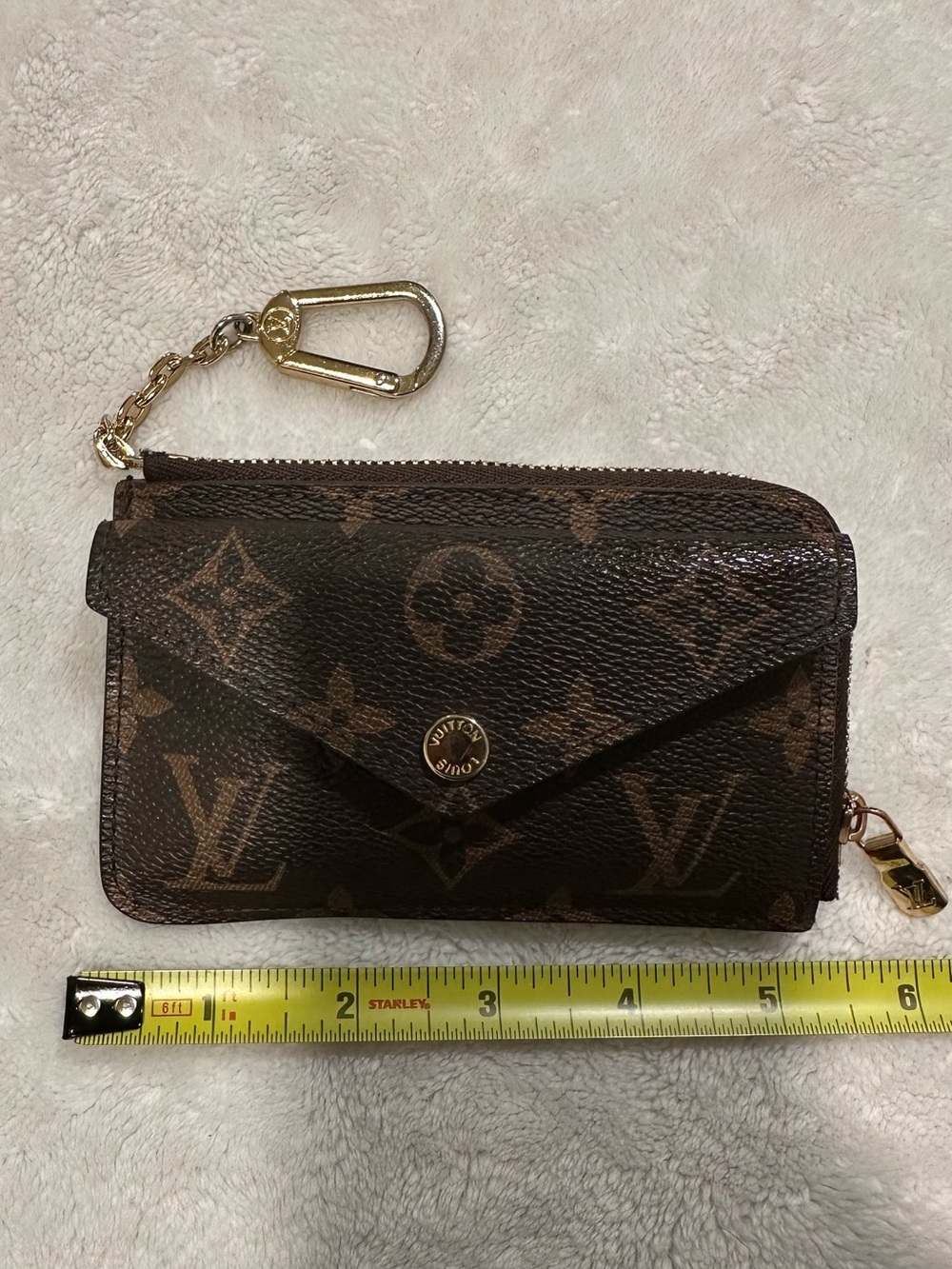 Louis Vuitton Monogram Canvas Key Pouch in Brown with Gold Hardware